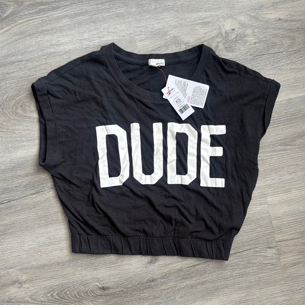 GARAGE Grey 'DUDE' Crop Top